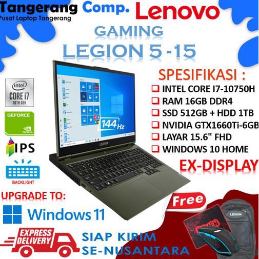   new       promo laptop lenovo legion 5i 15imh i7 16gb 512gb 1tb gtx1660ti 144hz