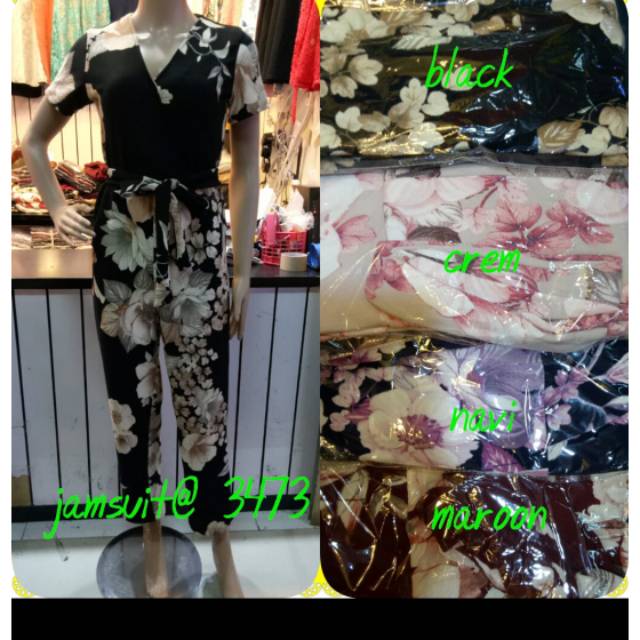 Jumpsuit Flower V Neck / Jumpsuit Kimono Bunga V Neck