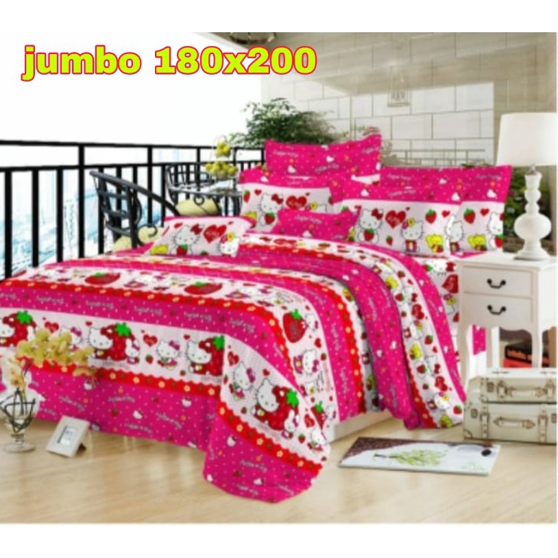 seprai halus bahan kintakun ukuran jumbo 180x200 lengkap 2 sarung bantal 1 sarung guling