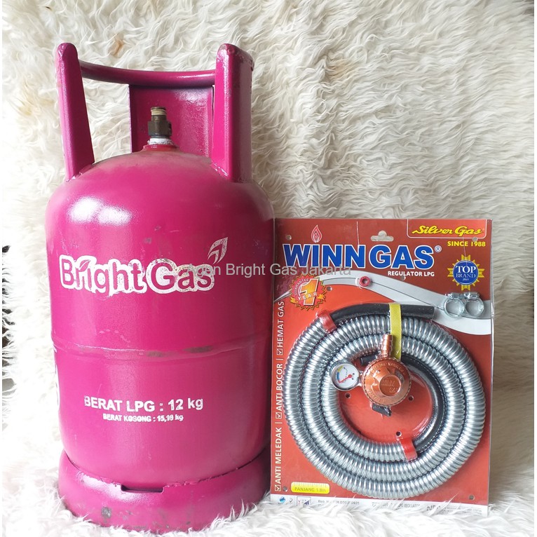 PAKET TABUNG BRIGHT GAS 12 KG PINK PLUS ISI + REGULATOR