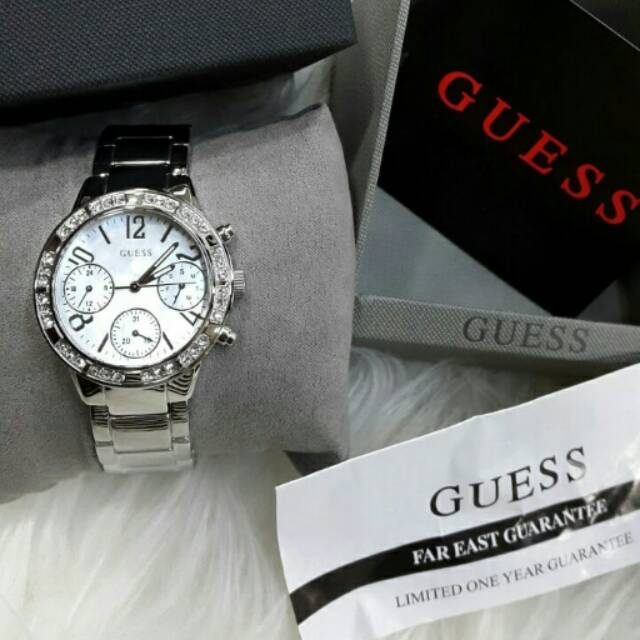 Jam Tangan Wanita Guess W0546L1 Silver Rantai Original Murah
