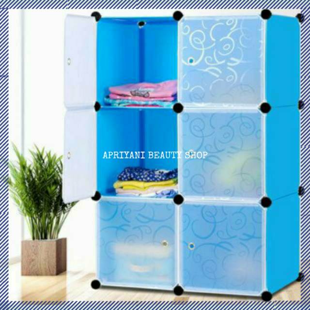 Lemari Pakaian Plastik 6 Kotak Susun Serbaguna