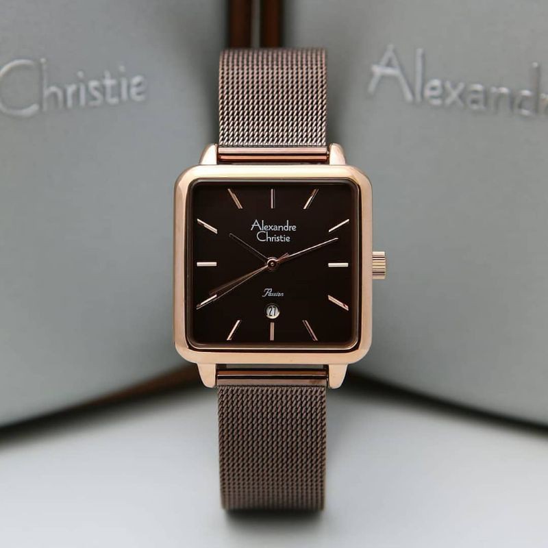 Jam Tangan Alexander Christie Wanita original rosegold brown ac2869
