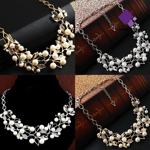 Kalung Choker Rantai Pendek Model Hollow Aksen Mutiara Imitasi Untuk Wanita