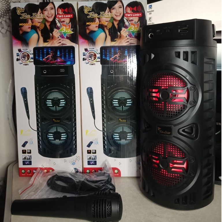 SPEAKER BLUETOOTH MEREK JINLONG JL-1730 MP3 PLAYER/RADIO FM/AUX GRATIS MICROPHONE UNTUK KARAOKE