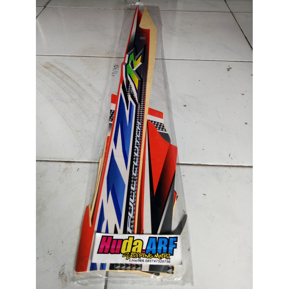Striping sticker stiker list lis body yamaha fizr 2004 hitam orange