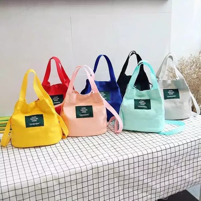 Totebag Wanita Mini Tote Bag Living Traveling Tas Selempang Kanvas