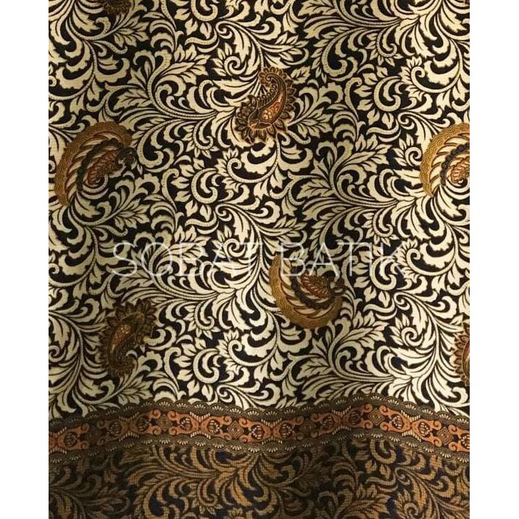 Kain Batik Semi Sutra Motif 60504 Hitam Emas