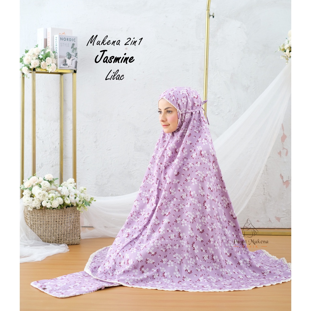 Pusat Beli Grosir Mukena Tasik - Mukena Dewasa 2in1 Katun Rayon Jasmine + Tas Travelling Sajadah