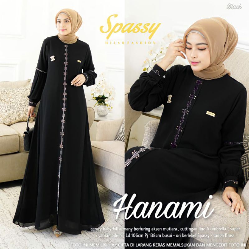 [RESTOCK] gamis wanita muslim pakaian muslim hanami by spassy