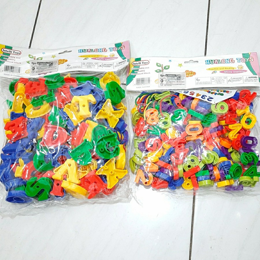 Lego Puzzle Blocks Mainan Edukasi Anak Angka Huruf Meronce