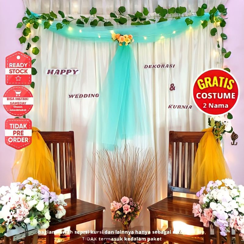 Backdrop Dekor Dekorasi PhotoBooth Hiasan Lamaran Tunangan Akad Nikah Aqiqah Wedding Rustic Paket 03