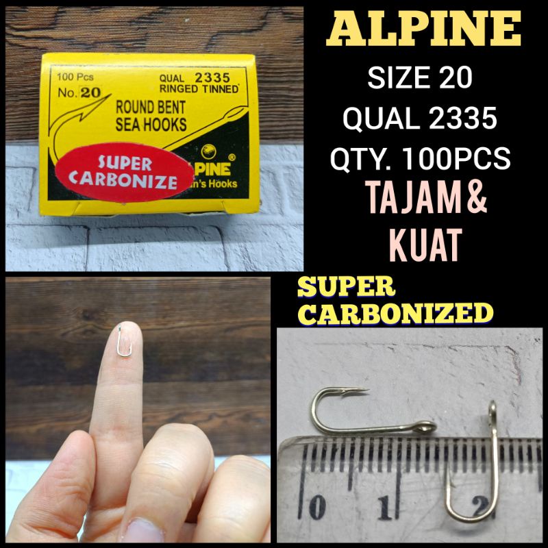 KAIL ALPINE SIZE 20 QUAL.2335 QTY.100 SUPER CARBONIZED ROUND BENT SEA HOOK KAIL PANCING ALPINE KAIL 