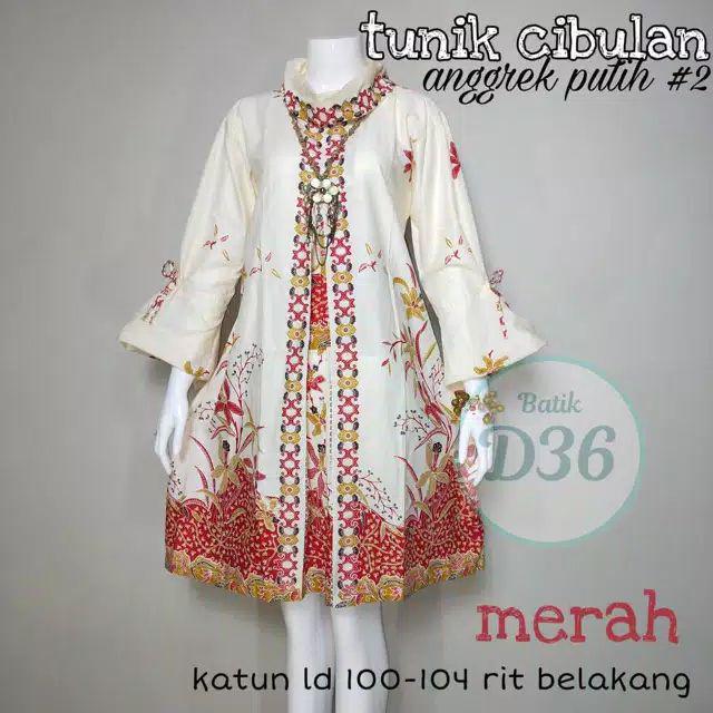 Tunik Cibulan Anggrek Putih #2 Tunik Batik Cantik Tunic Batik Tutrleneck Muslim Seragam Batik