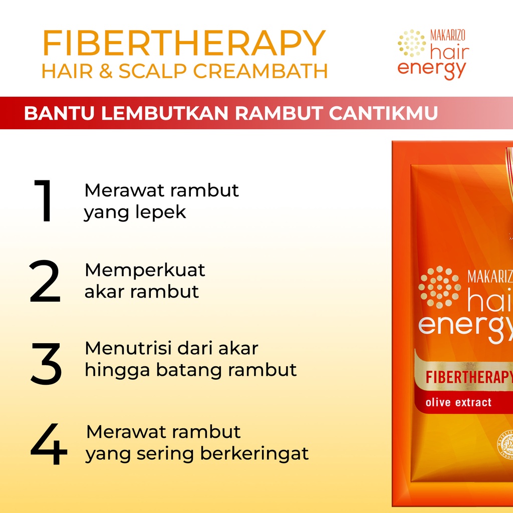 PAKET ISI 12 - Makarizo Hair Energy Fibertherapy Hair & Scalp Creambath Olive 30 mL u/ rambut lepek-3