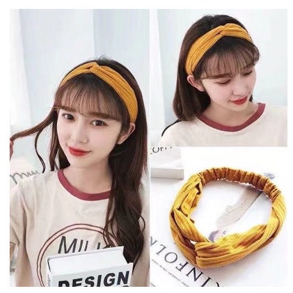 BANDO MUSTARD bandana head band kuning / bando facial fashion