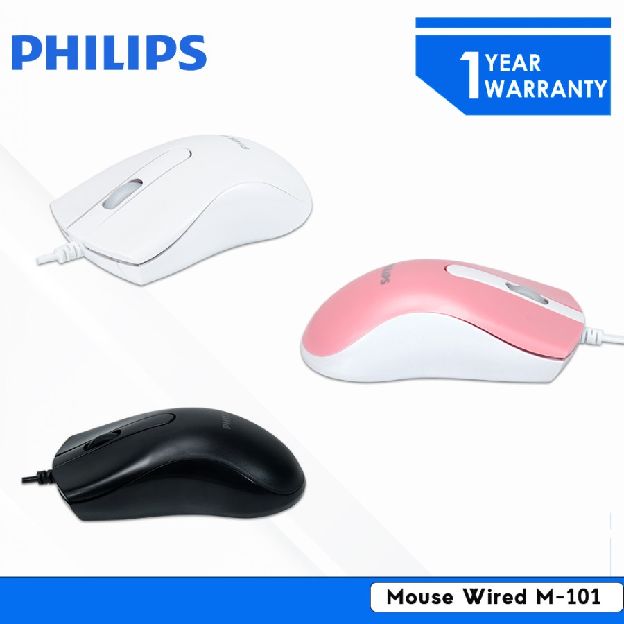 M101 Philips Mouse Wired Ergonomic Design Kabel USB