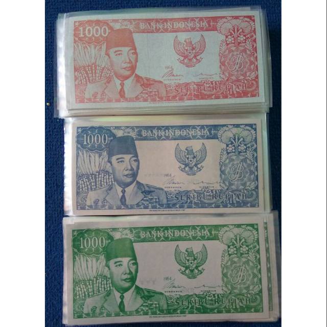 Uang souvenir sukarno gulung melengkung pecahan 100 1000 5000 10000