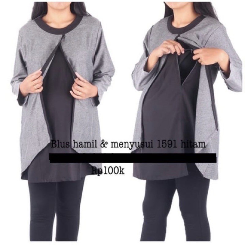 Baju atasan tangan panjang menyusui 1591 hitam