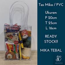 

Tas souvenir Tas Mika Transparan Uk 20x10x25cm Bisa Beli Satuan Bahan Tebal