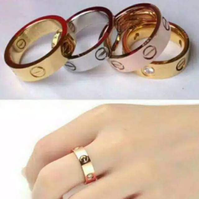 Cincin titanium simple korea asli anti karat &amp; Luntur