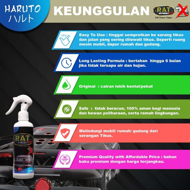 Pengusir tikus untuk mobil premium quality Haruto rat repellant PLUS 250ml