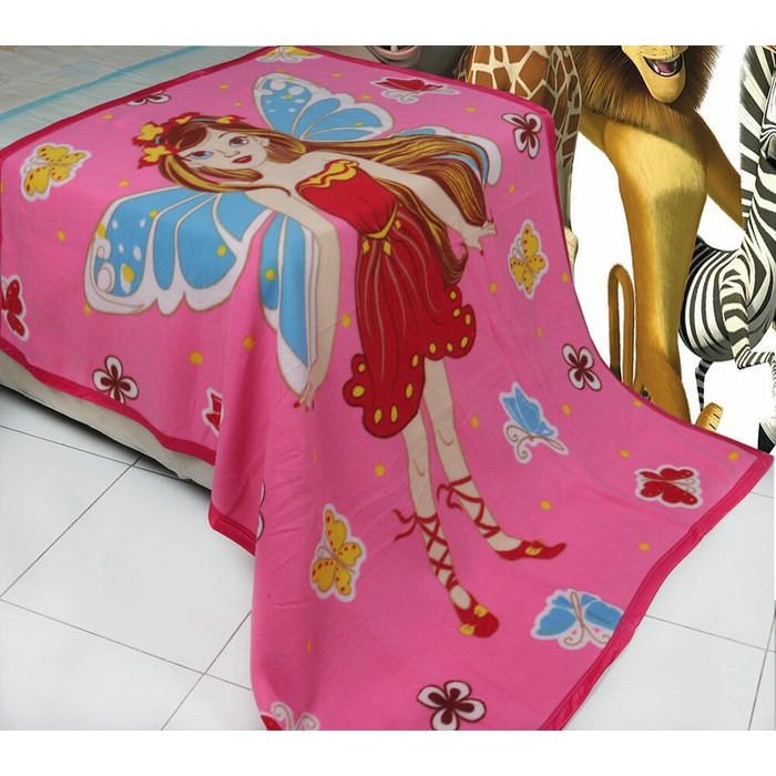 selimut flanel anak barbie mariposa size 120*160