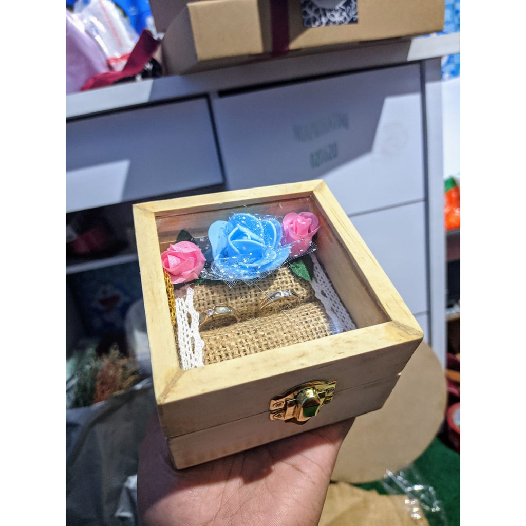 RING BOX RUSTIC/ KOTAK CINCIN/ BOX CINCIN/BOX UKURAN 9,2 X 9,2