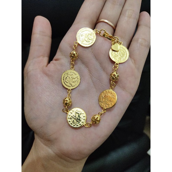 Gelang lapis emas koin bola