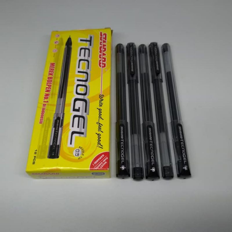 

Pulpen STANDARD Tecnogel 0.5 mm Hitam Isi 12 pcs