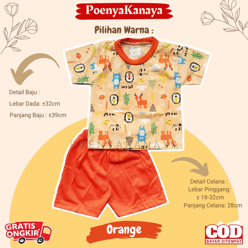 Setelan Baju Bayi Pendek Kaos Oblong IDOLA 8302 Besar Size 1-2 Tahun STL84