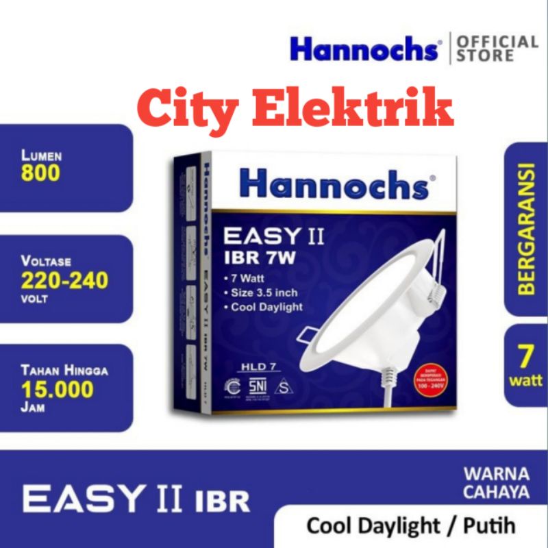 Led Panel Hannochs Easy II IBR 7 Watt / Lampu Downlight Hannochs Bulat 7 w / Lampu Pelafon Hannochs 7 Watt ( Cahaya Putih )