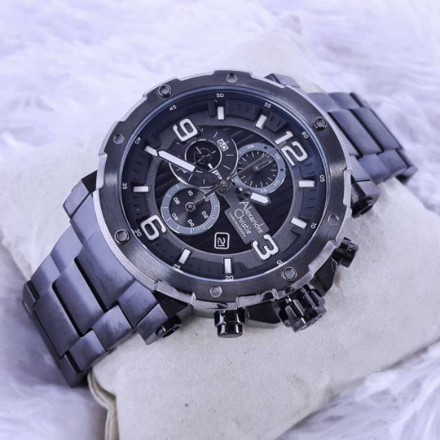 Jam Tangan Keren Elegant Pria Alexandre Christie AC 6474 Full Black Original