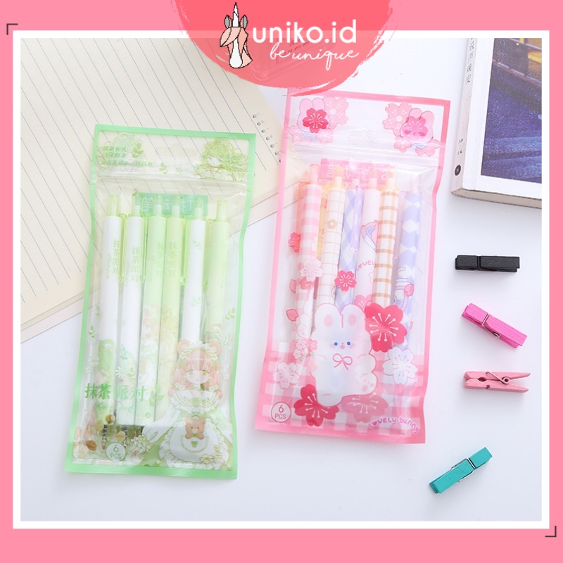 

UNIKO.ID - 6pcs PULPEN MEKANIK SET PULPEN ISI 6PCS PULPEN LUCU KAWAII SAKURA RABBIT PEN ANIME GIRL / pulpen set lucu import murah