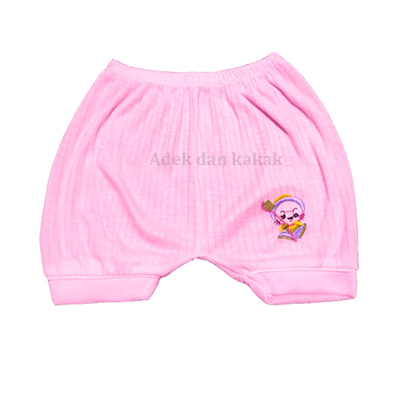 6 pcs celana pendek bayi bahan kaos salur (0-3 bulan)