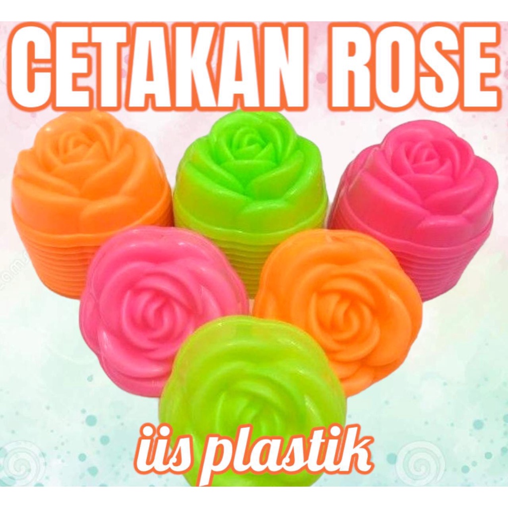 Cetakan Kue Mawar Plastik besar Kecil isi 12 / Cetakan Puding / Cetakan Bunga Mawar / Cetakan Putu Ayu / Cetakan Pudding Agar2 Jelly Mawar