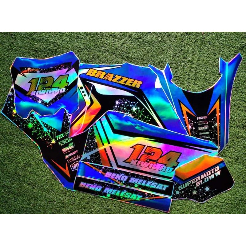 COD Decal Chrome Pelangi hologram CRF150L KLX D-tracker free rubah desain,bisa bawa design sendiri