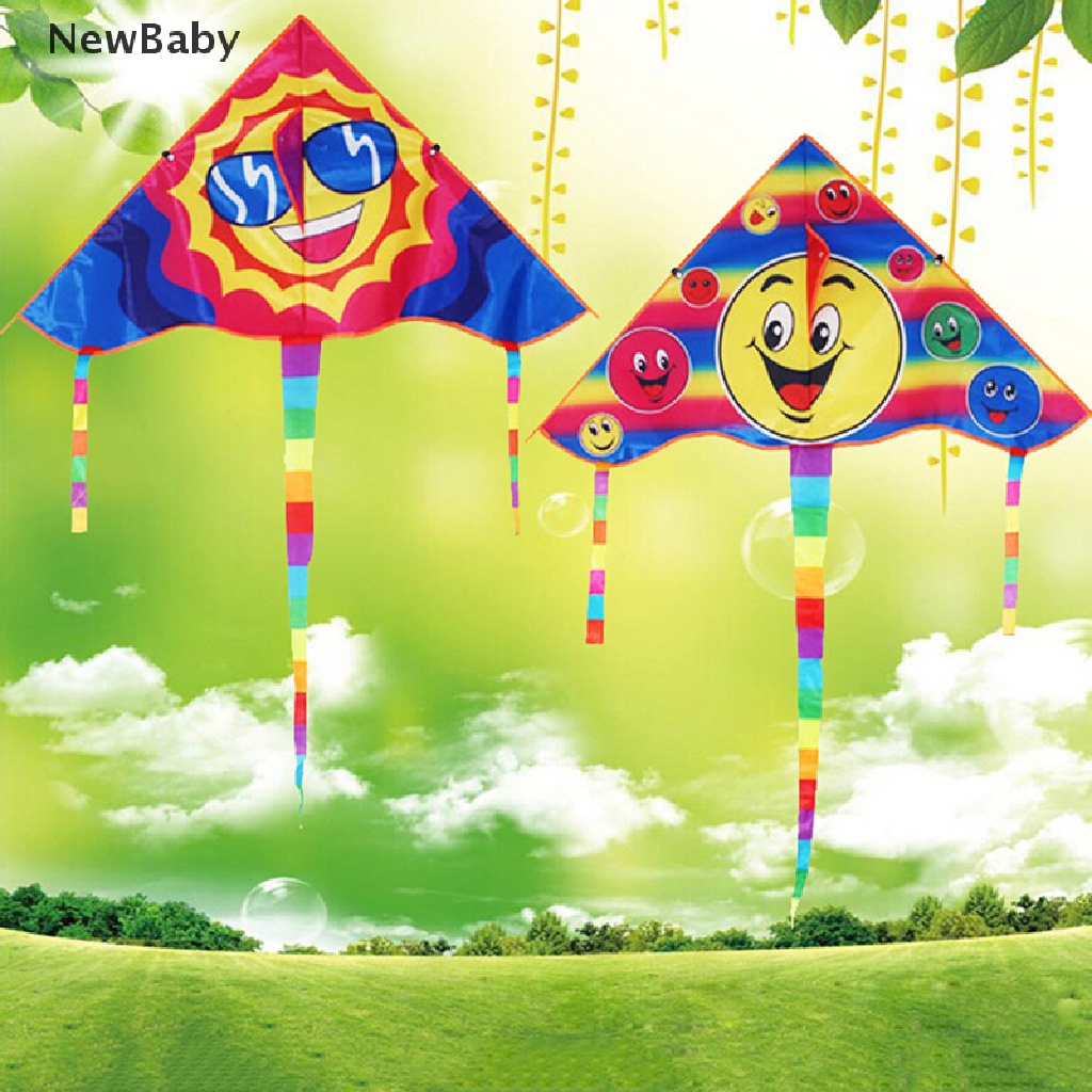 1 Set 80x45cm Layanglayang Motif Smiley face Dengan Tali Pegangan 50m Untuk Outdoorolahraga