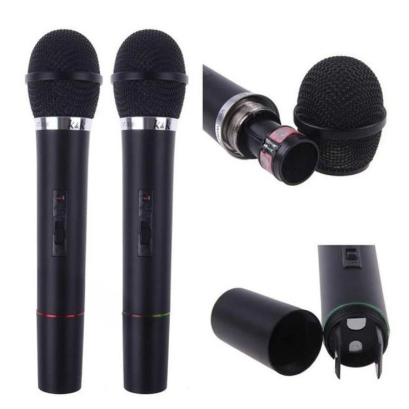 MIC WIRELESS VOKAL KARAOKE DUA MICROPHONE ORIGINAL MIC TANPA KABEL MICROPHONE WIRELESS