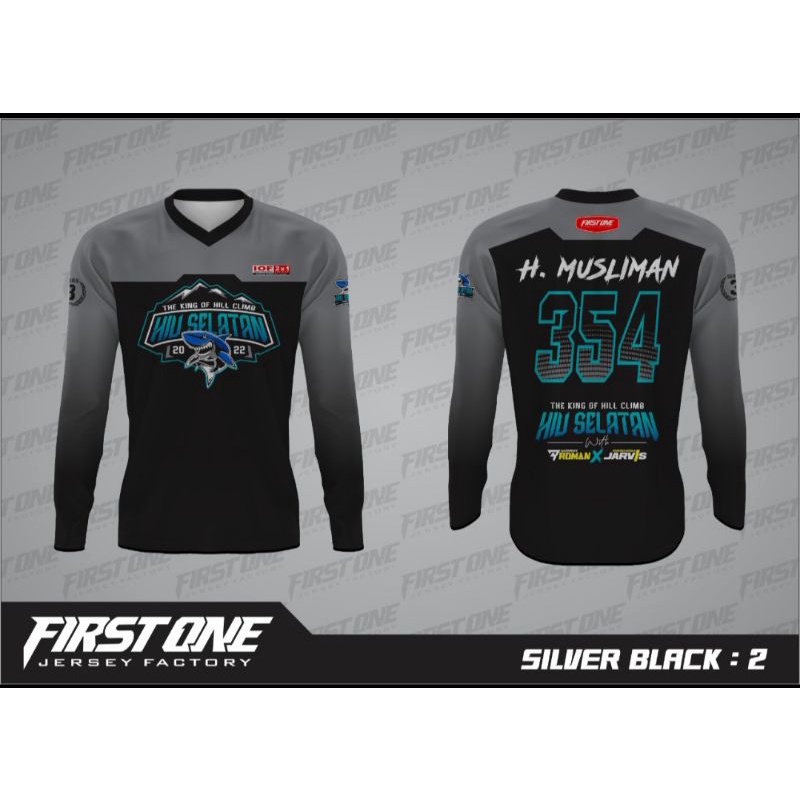 T-shirt Kaos Jersey Hiu Selatan Silver Black 2 Trail Adventure The King Of Hill Climb