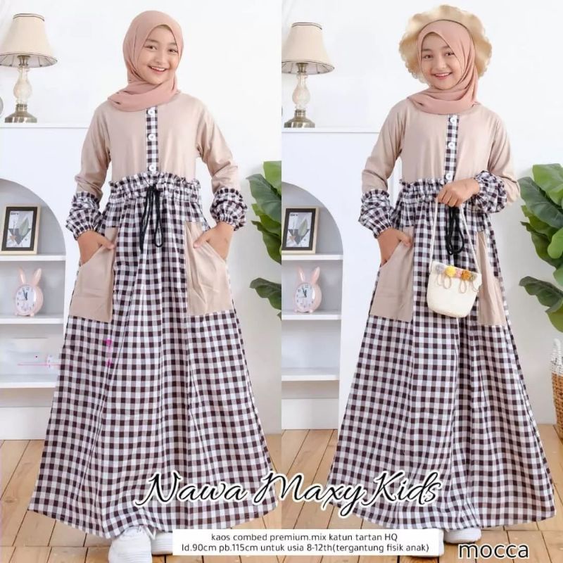 GAMIS MUSLIM ANAK TERBARU 8-12 TAHUN/NAWA MAXY KIDS/GAMIS MUSLIM ANAK PEREMPUAN/DRESS MAXY ANAK REMAJA/FARMOSLEMSTORE