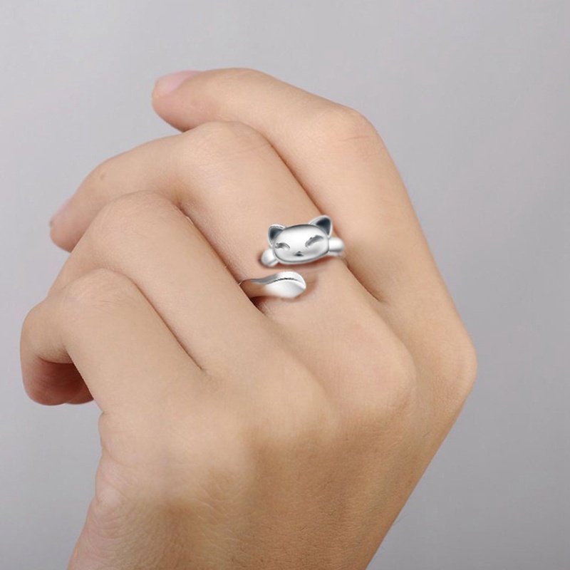 Fancyqube Cincin Sterling Silver S925 Desain Kucing Gaya Retro Untuk Wanita