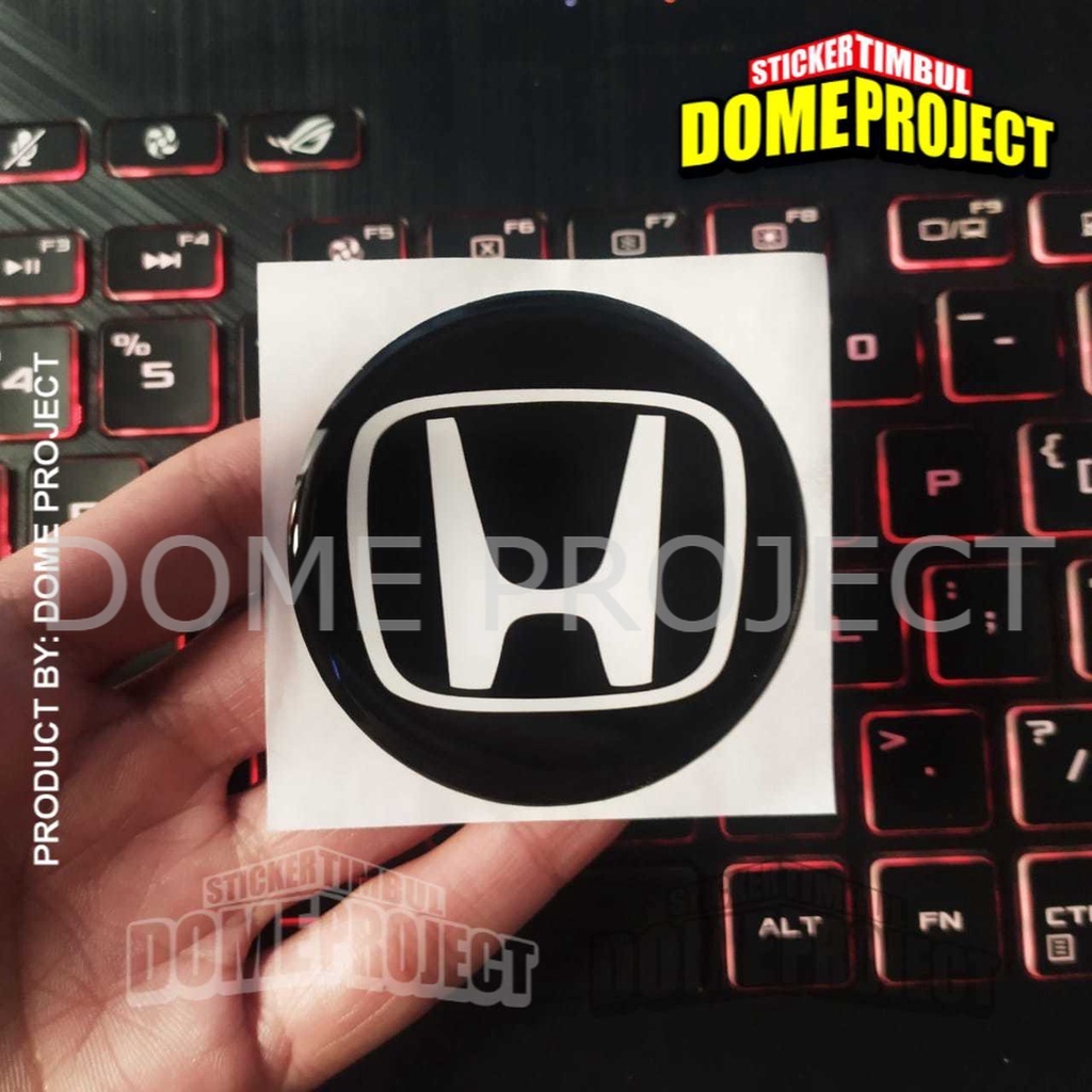 [PROMO BUY 3 GET 1] HONDA HITAM EMBLEM VELG MOBIL STIKER TUTUP DOP MOBIL TIMBUL LENTUR UKURAN 58MM