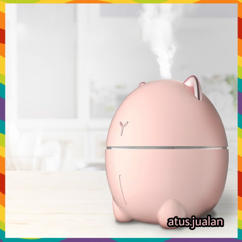 Air Humidifier Ultrasonic Dud Cat uAromatherapy Oil Diffuser Night Light 200ml - HUMI DDM-1 - Pink