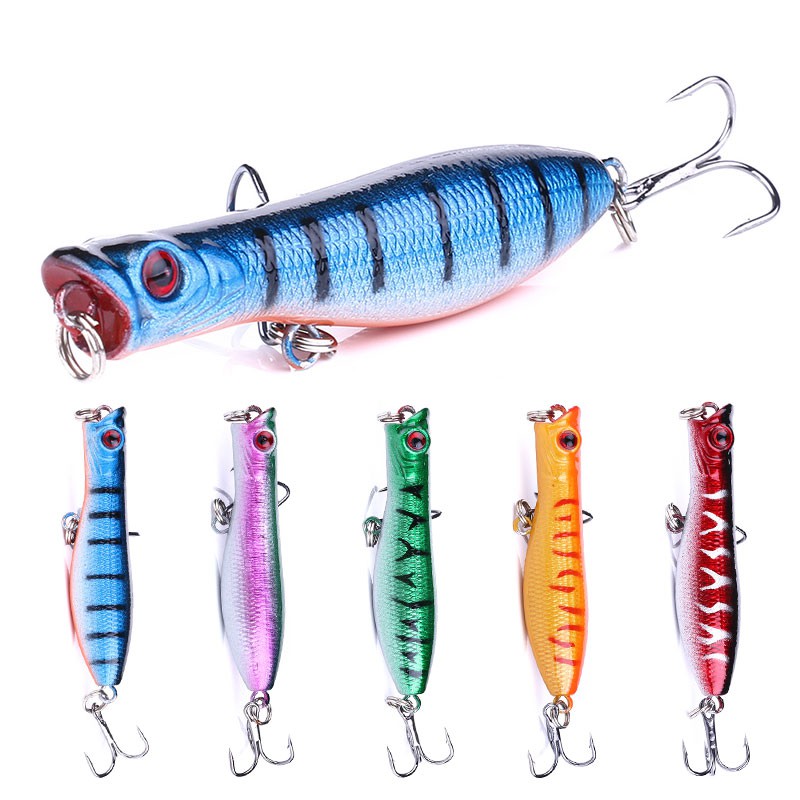 HENGJIA 15Pcs Popper Umpan Pancing Swimbait Fishing Lure Ikan Bass Bait Tackle