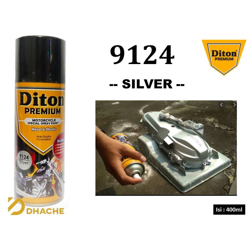 Cat Pilox Diton Premium 9124 Silver Perak 400cc pylox motor mobil sepeda modelkit velg rangka mesin