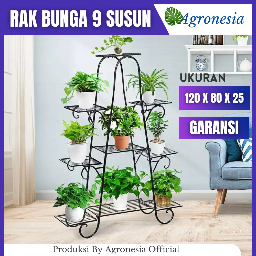 Rak Tanaman Bunga Besi Susun Minimalis Murah Tempat Pot Bunga dan Tanaman Rak Taman Model 9 Tingkat 
