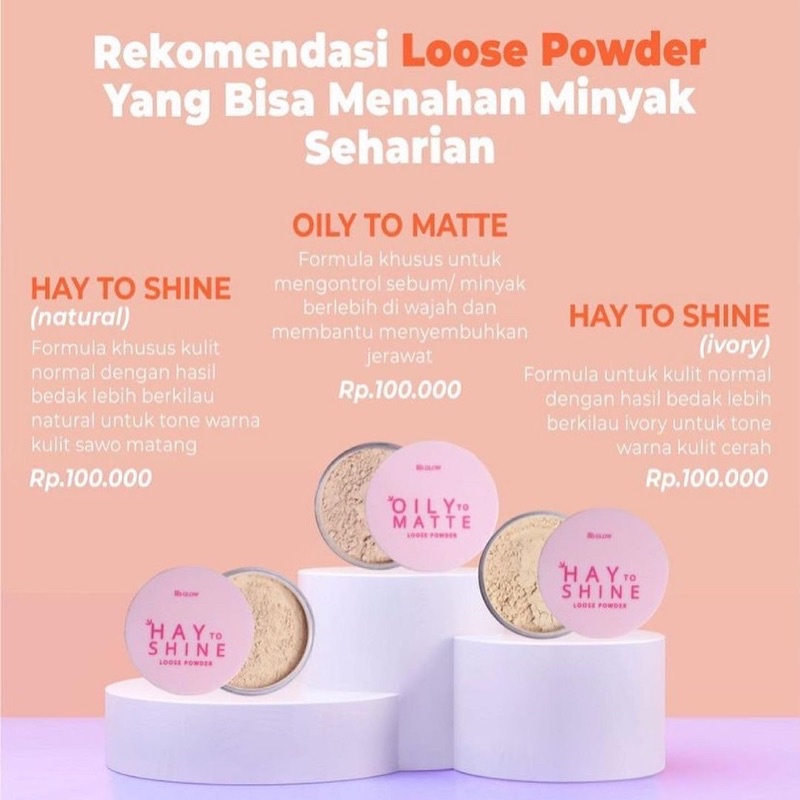 Ms glow loose powder hay to shine natural haytoshine ivory dan oily to matte anti sebum bedak tabur msglow beauty ms cosmetics-7