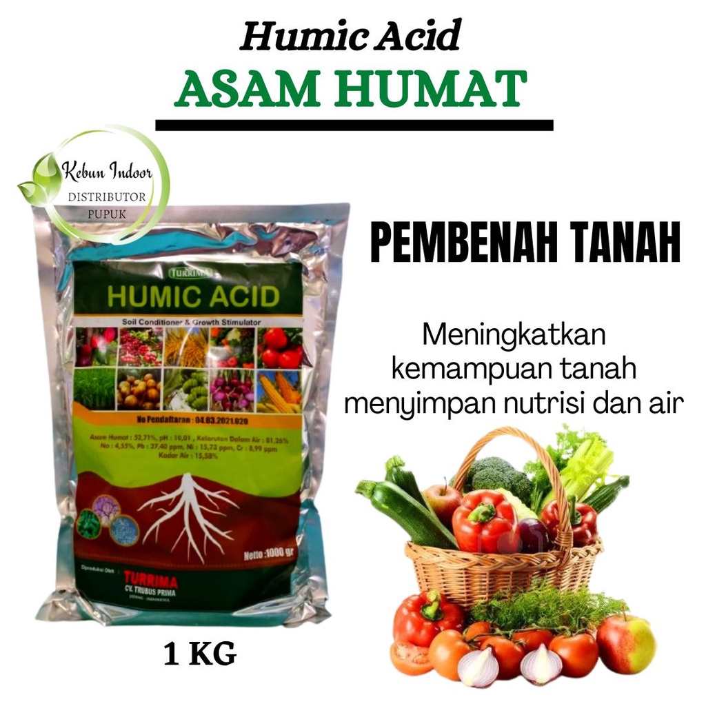 Humic Acid 1kg, Asam Humat Pembenah Tanah Terbaik, Pupuk Asam Humat Humid Acid 1kg
