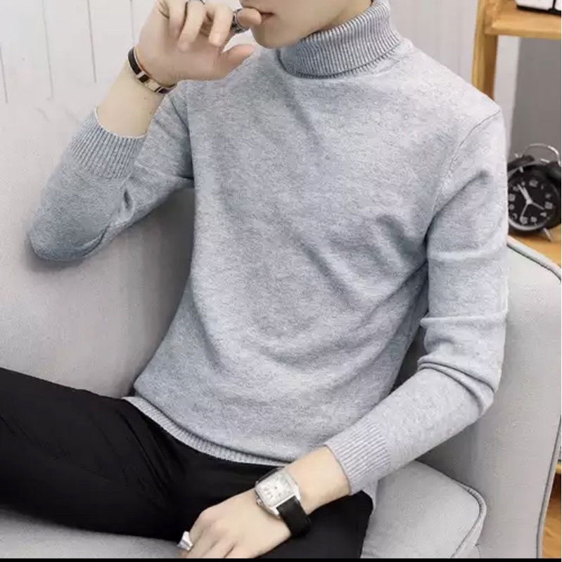 Sweater Turtleneck Pria Rajut  Halterneck Sweater Pria